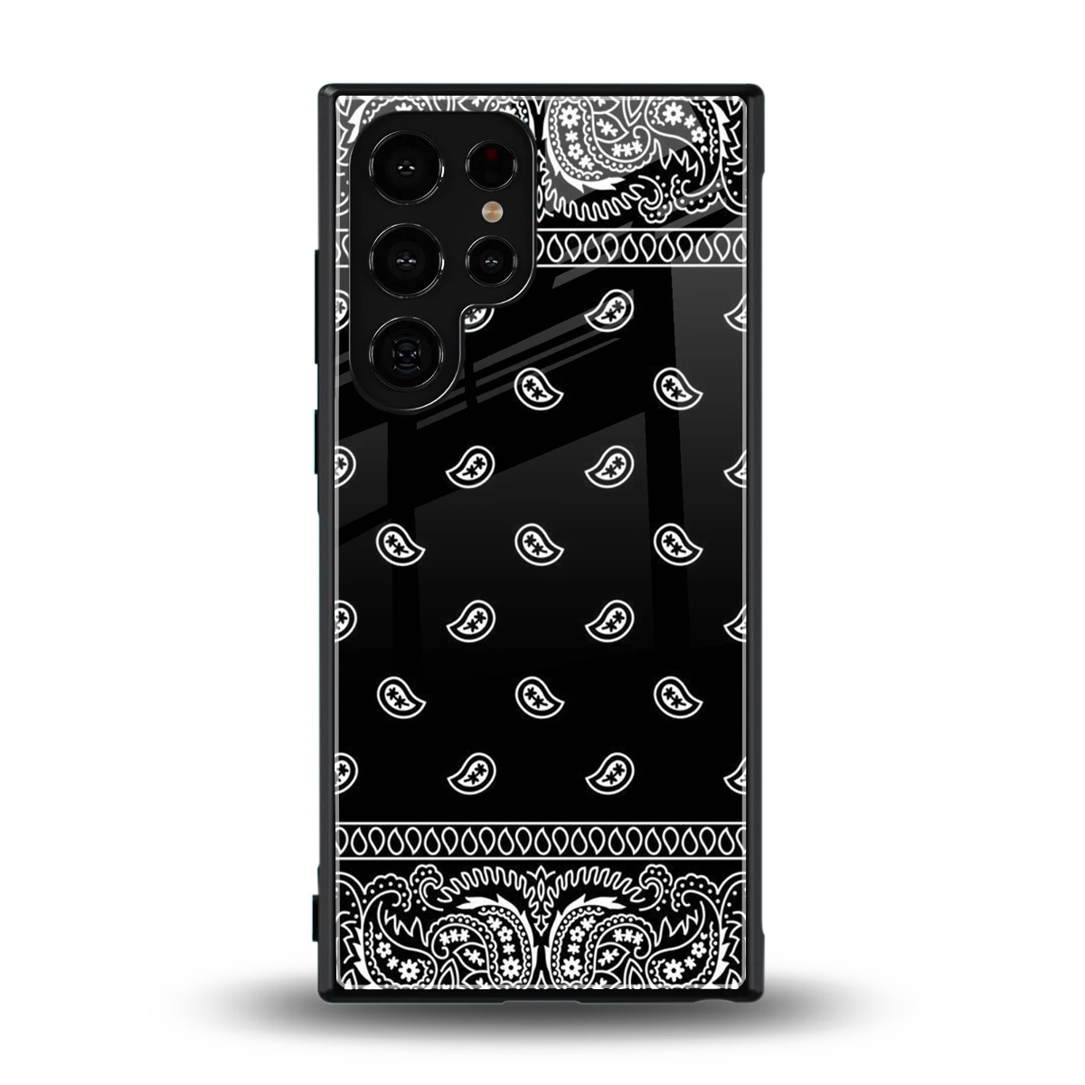 Paisley Black back phone cover | glass case for samsung galaxy s23 ultra