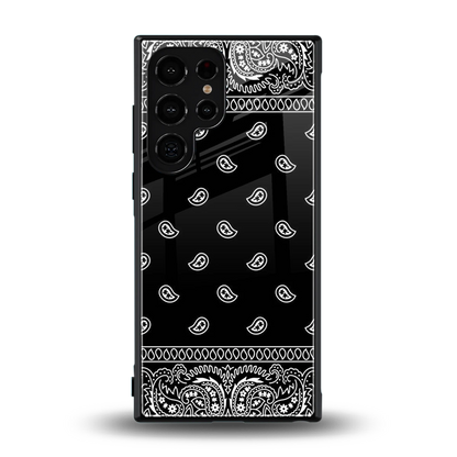 Paisley Black back phone cover | glass case for samsung galaxy s23 ultra