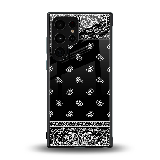 Paisley Black back phone cover | glass case for samsung galaxy s23 ultra