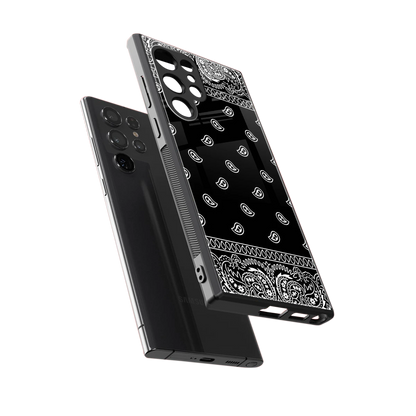 Paisley Black sleek samsung galaxy s23 ultra cover with tempered glass back and TPU edges