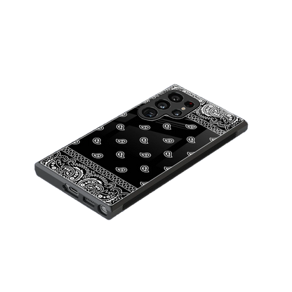 Paisley Black stylish phone case for samsung galaxy s24 ultra | glossy glass and slim fit