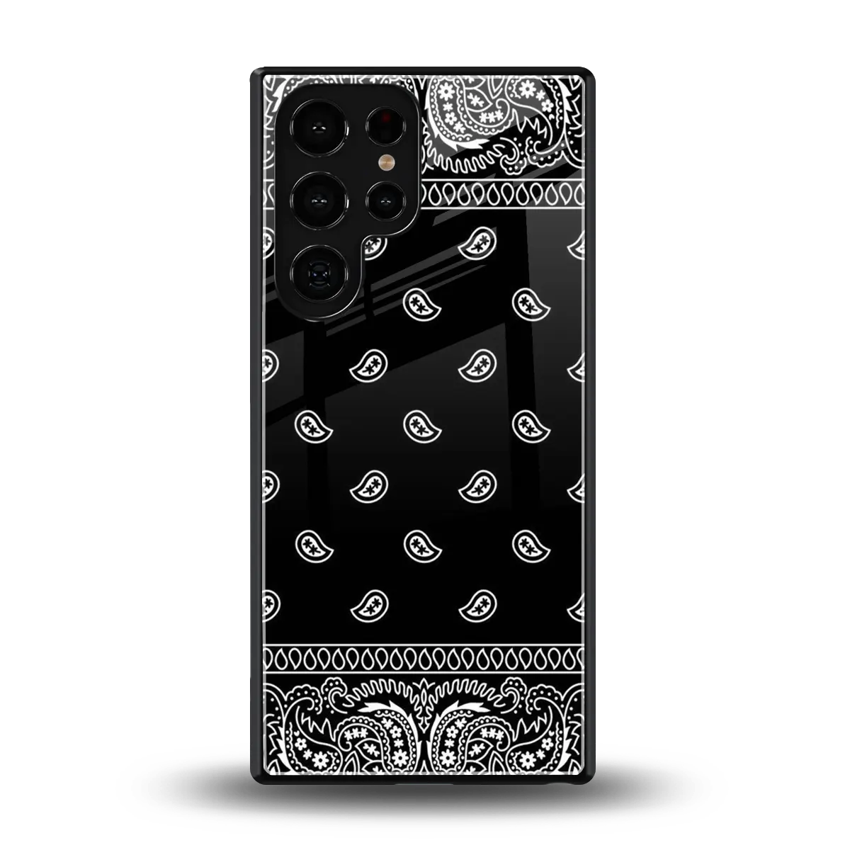 Paisley Black back phone cover | glass case for samsung galaxy s25 ultra