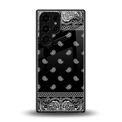Paisley Black back phone cover | glass case for samsung galaxy s25 ultra