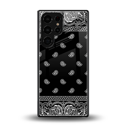 Paisley Black back phone cover | glass case for samsung galaxy s25 ultra