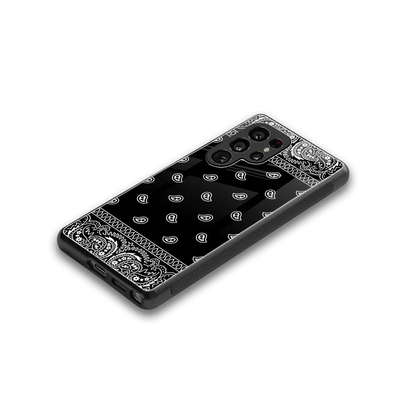 Paisley Black stylish phone case for samsung galaxy s25 ultra | glossy glass and slim fit