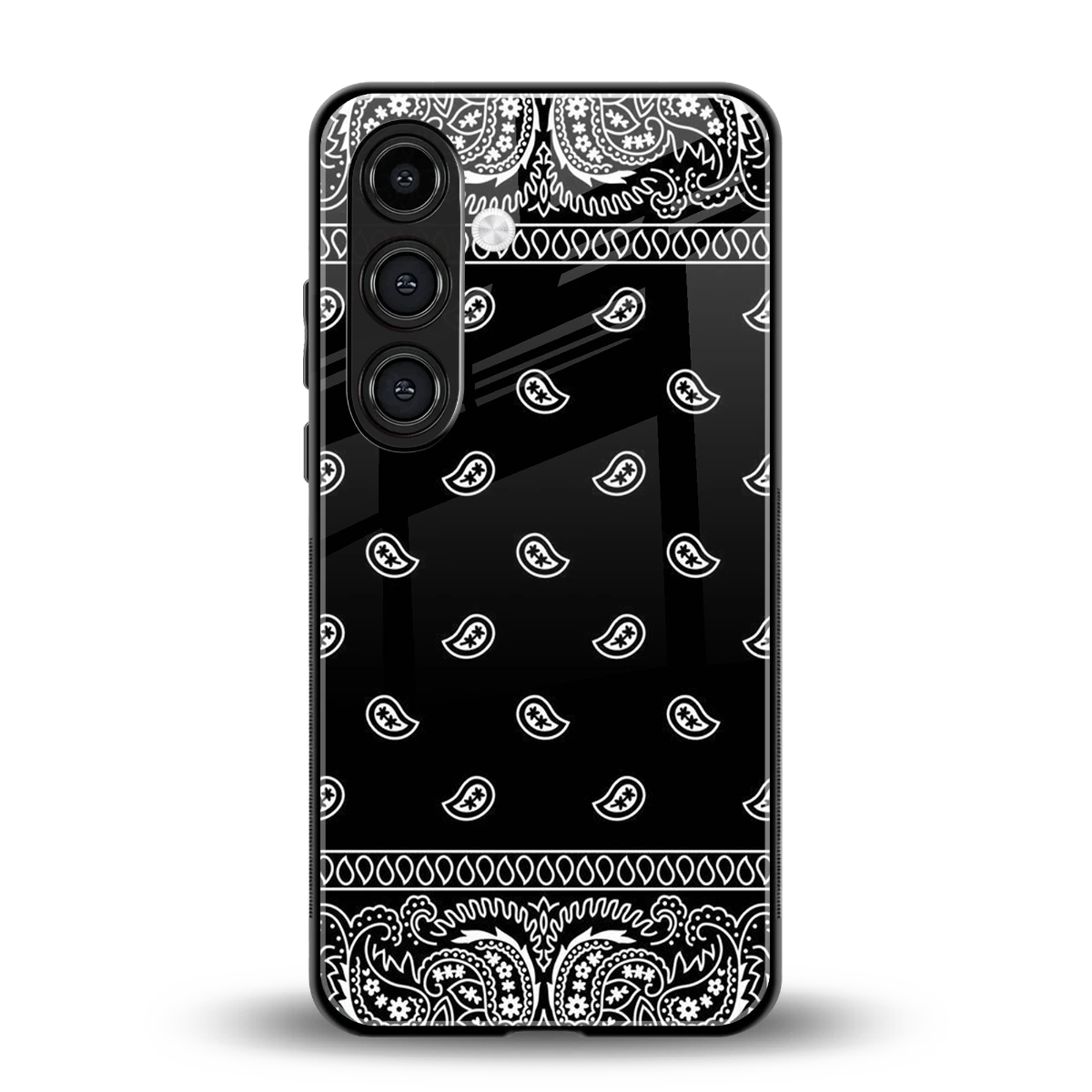 Paisley Black back phone cover | glass case for samsung galaxy s25