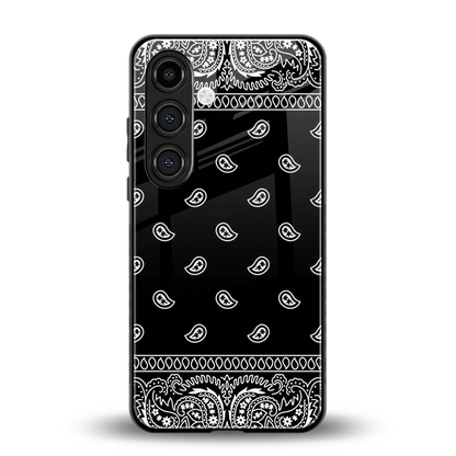Paisley Black back phone cover | glass case for samsung galaxy s24