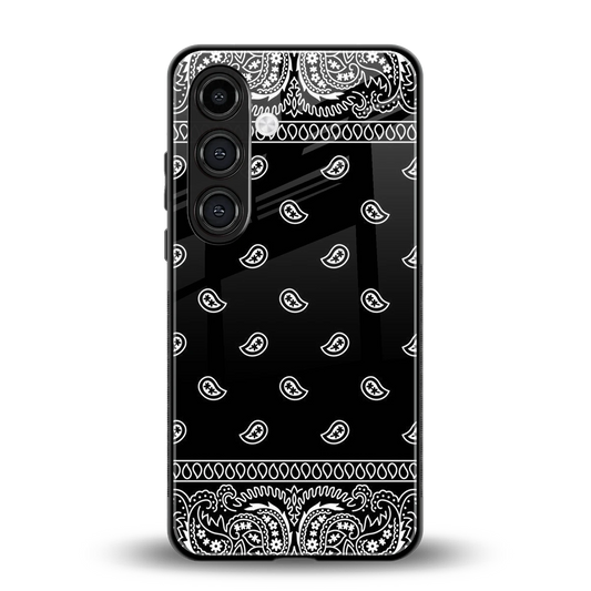 Paisley Black back phone cover | glass case for samsung galaxy s24 plus