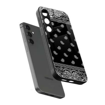 Paisley Black sleek samsung galaxy s24 cover with tempered glass back and TPU edges