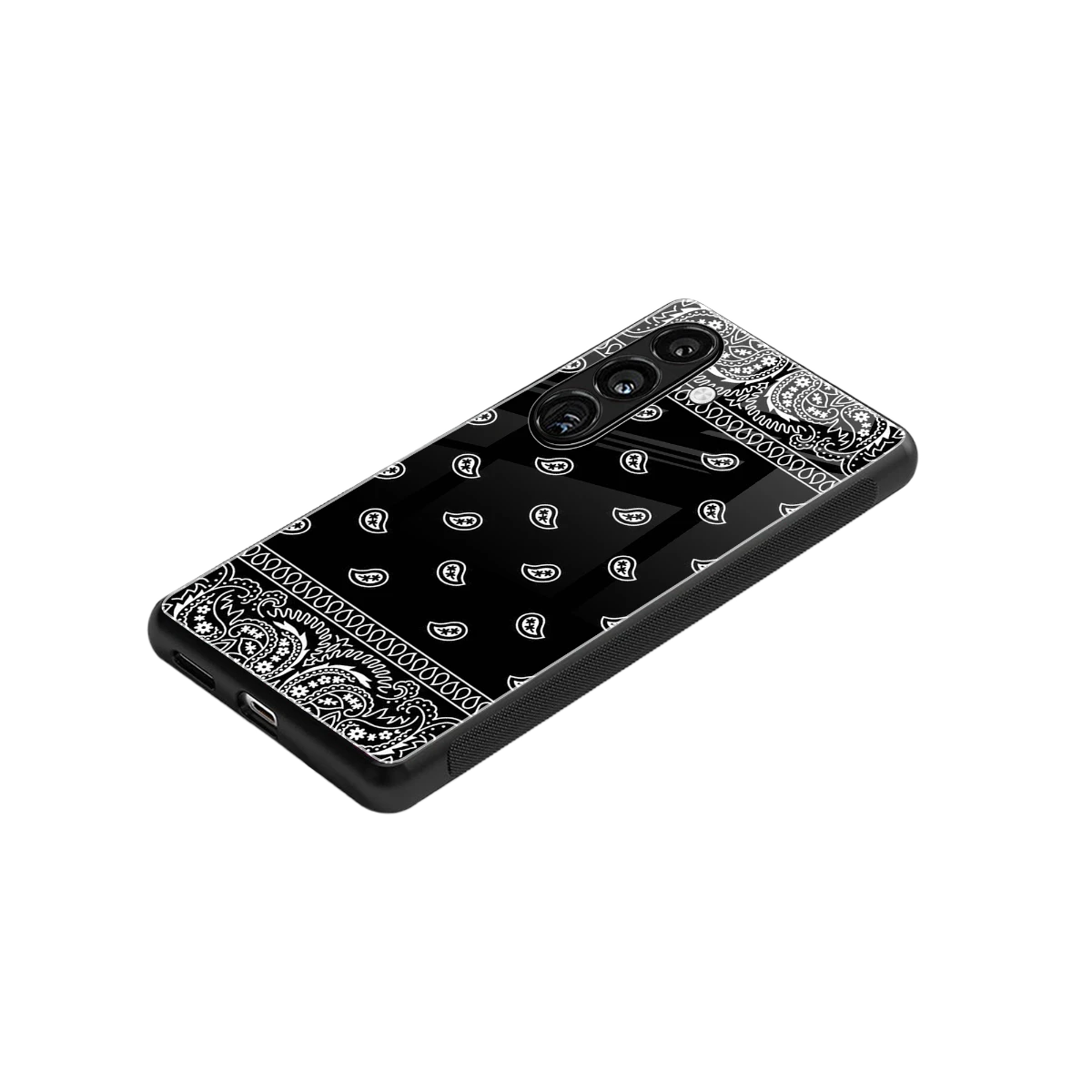 Paisley Black stylish phone case for samsung galaxy s25 | glossy glass and slim fit