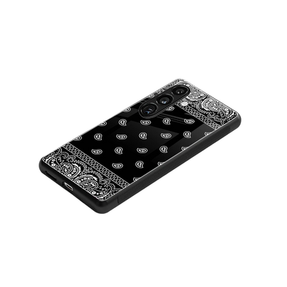 Paisley Black stylish phone case for samsung galaxy s25 | glossy glass and slim fit