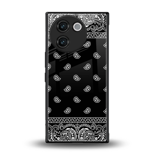 Paisley Black back phone cover | glass case for vivo v30e