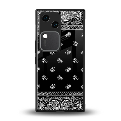 Paisley Black back phone cover | glass case for vivo v30
