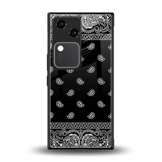 Paisley Black back phone cover | glass case for vivo v30