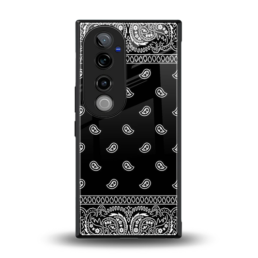 Paisley Black back phone cover | glass case for vivo v40 pro