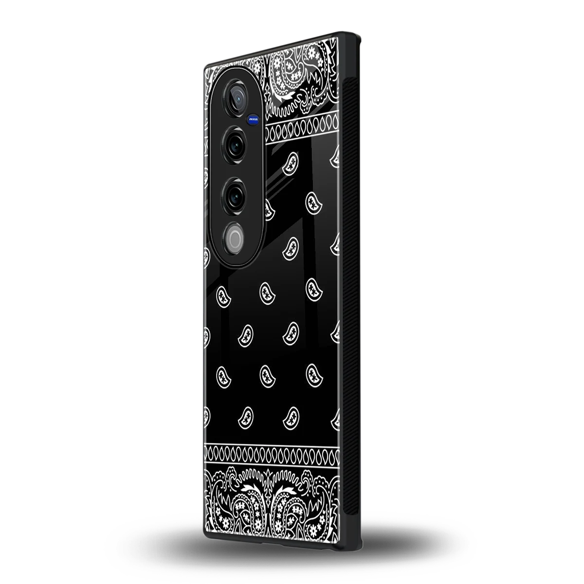 Paisley Black vivo v40 pro mobile cover | shockproof glass phone case