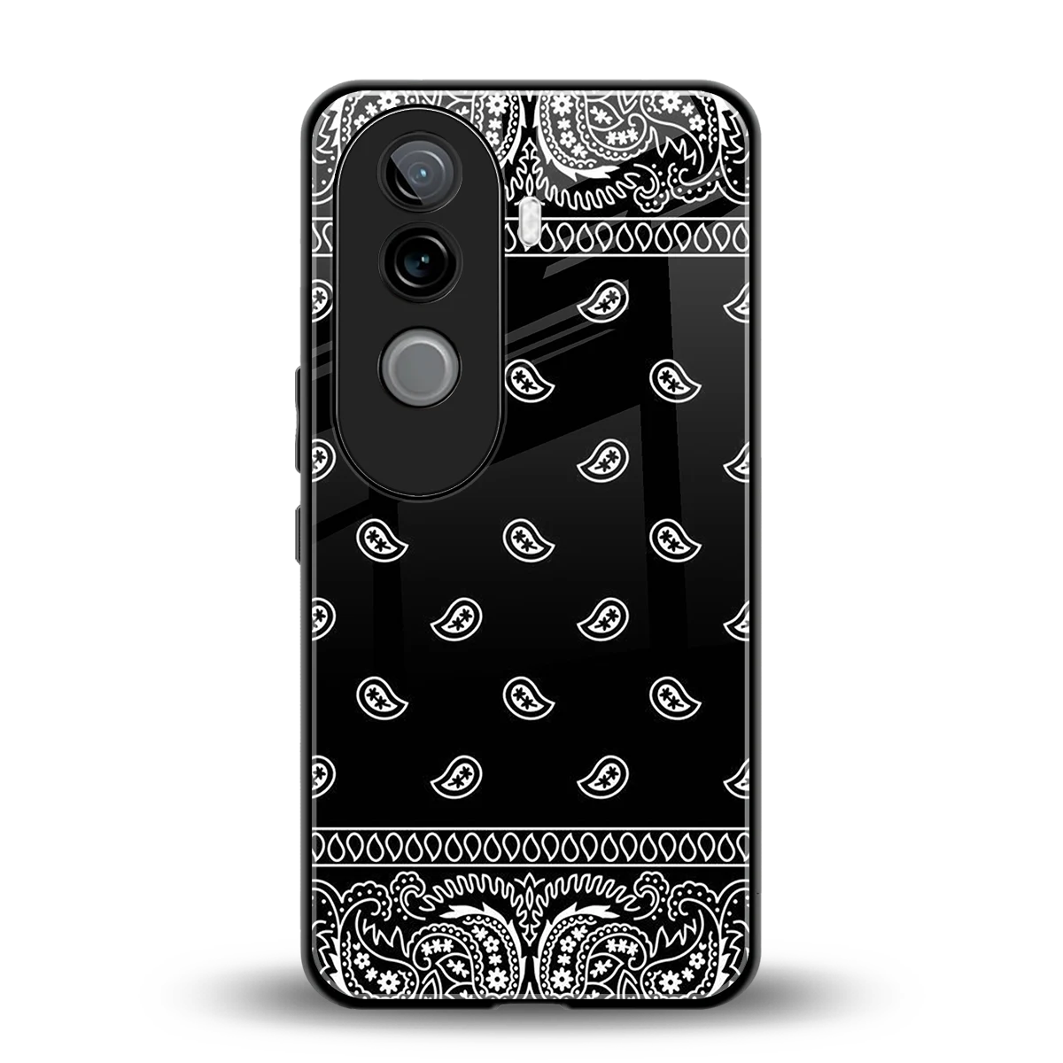 Paisley Black back phone cover | glass case for vivo v40e