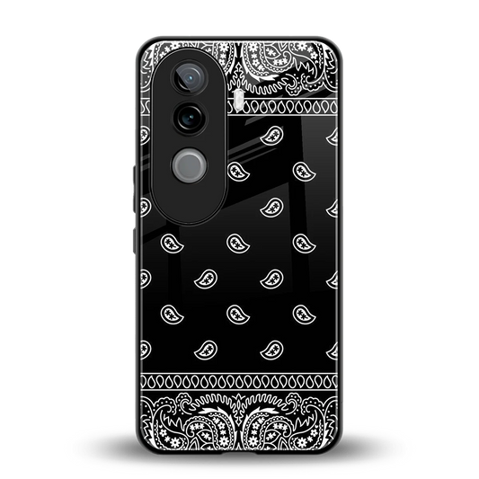 Paisley Black back phone cover | glass case for vivo v40e