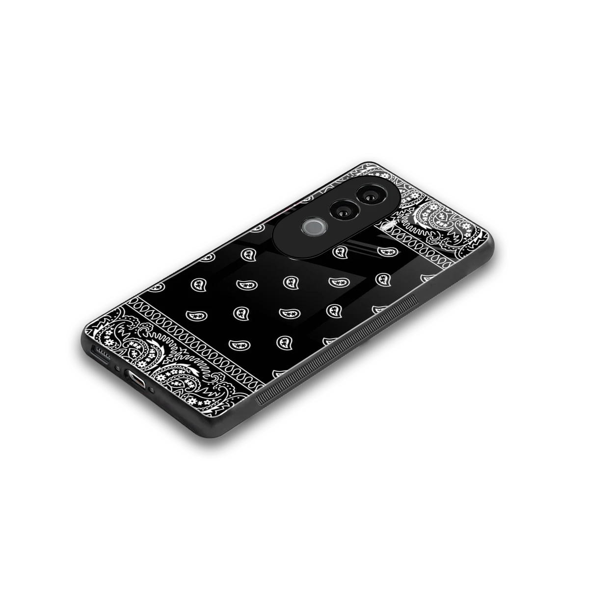 Paisley Black stylish phone case for vivo v40e | glossy glass and slim fit