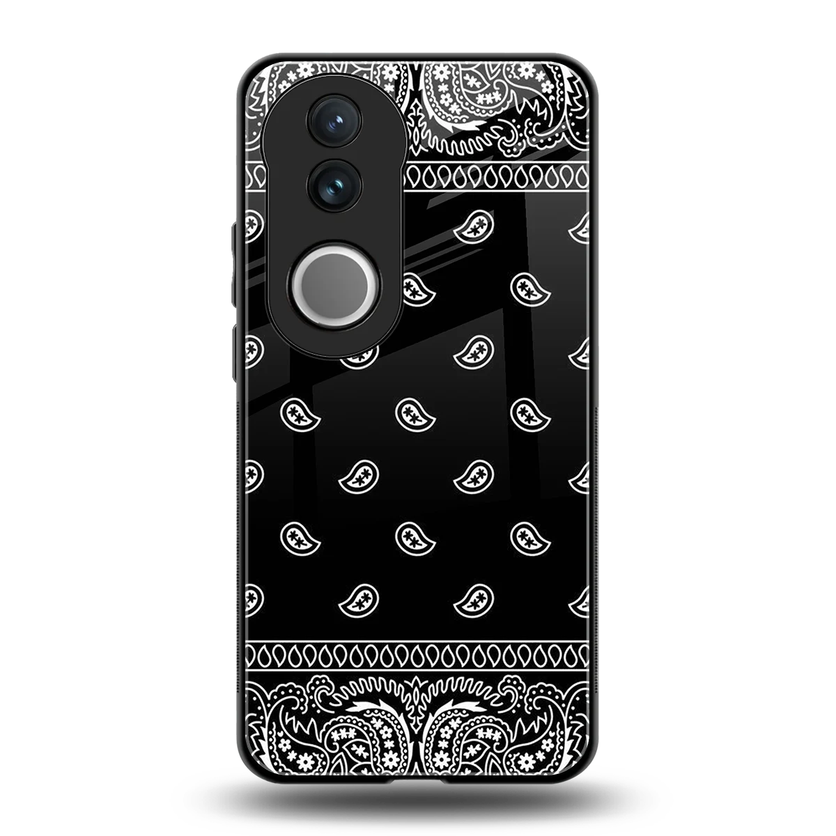 Paisley Black back phone cover | glass case for vivo v50