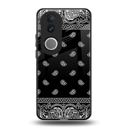 Paisley Black back phone cover | glass case for vivo v50