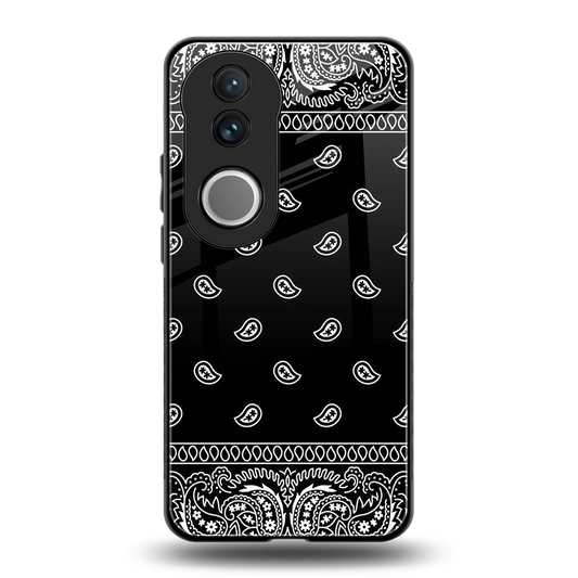 Paisley Black back phone cover | glass case for vivo v50