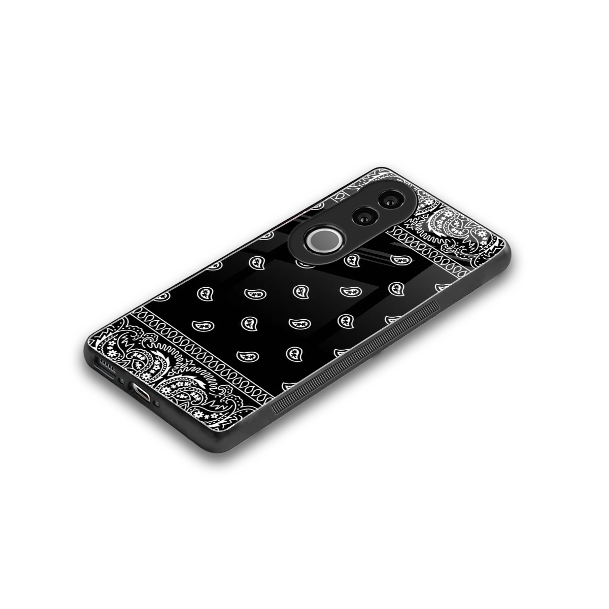 Paisley Black stylish phone case for vivo v50 | glossy glass and slim fit