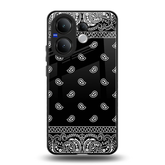 Paisley Black back phone cover | glass case for vivo v60