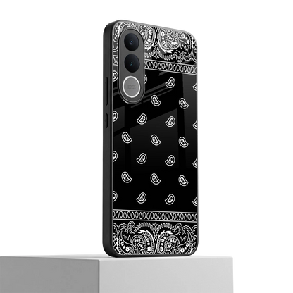 Paisley Black vivo v70 fe mobile cover | shockproof glass phone case