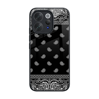 Paisley Black back phone cover | glass case for vivo v70