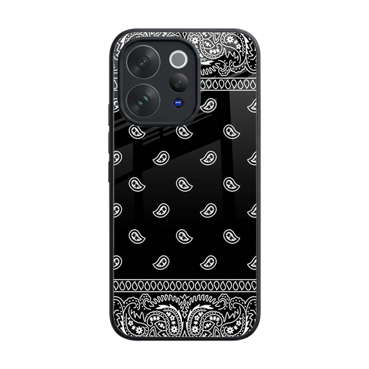 Paisley Black back phone cover | glass case for vivo v70