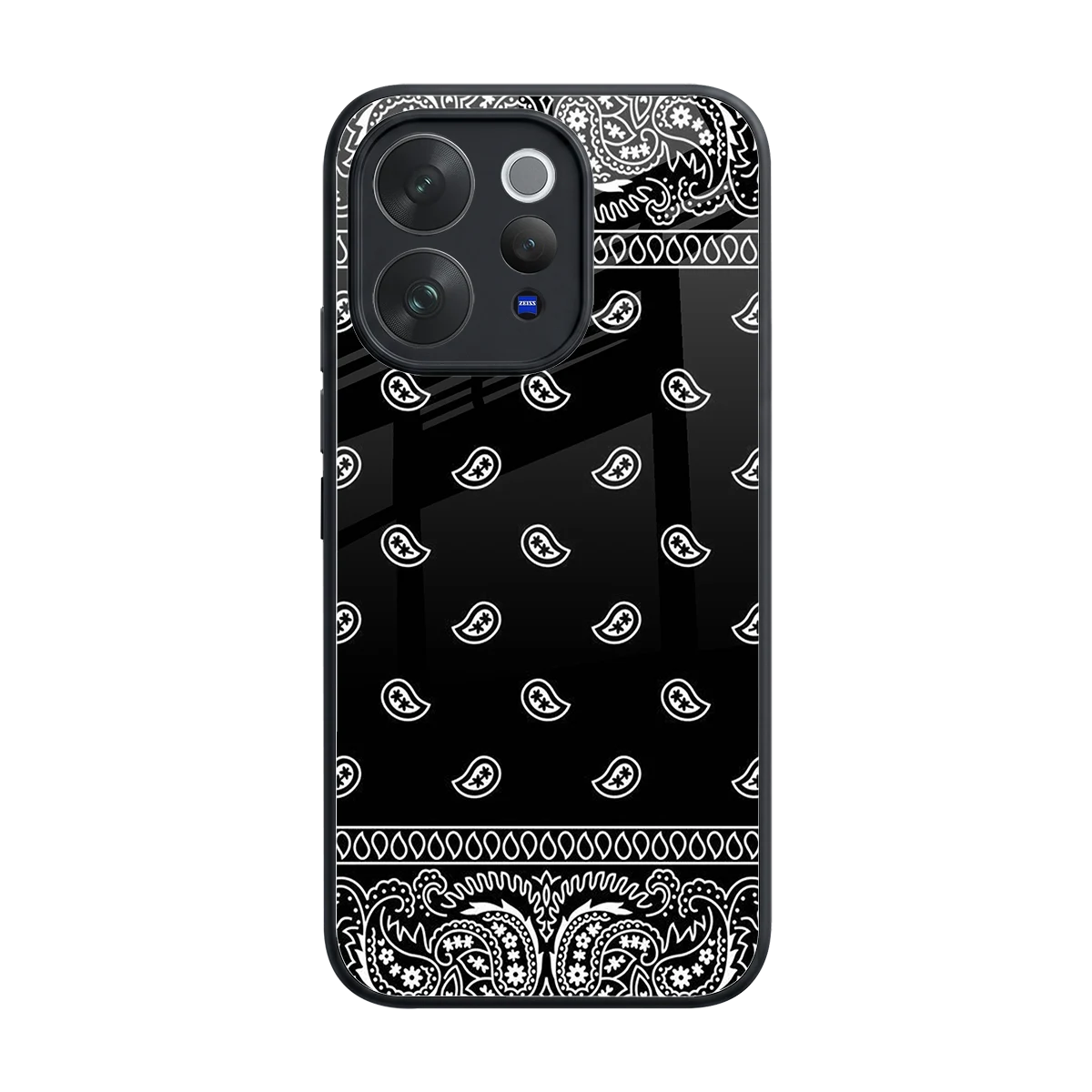 Paisley Black back phone cover | glass case for vivo v70 elite