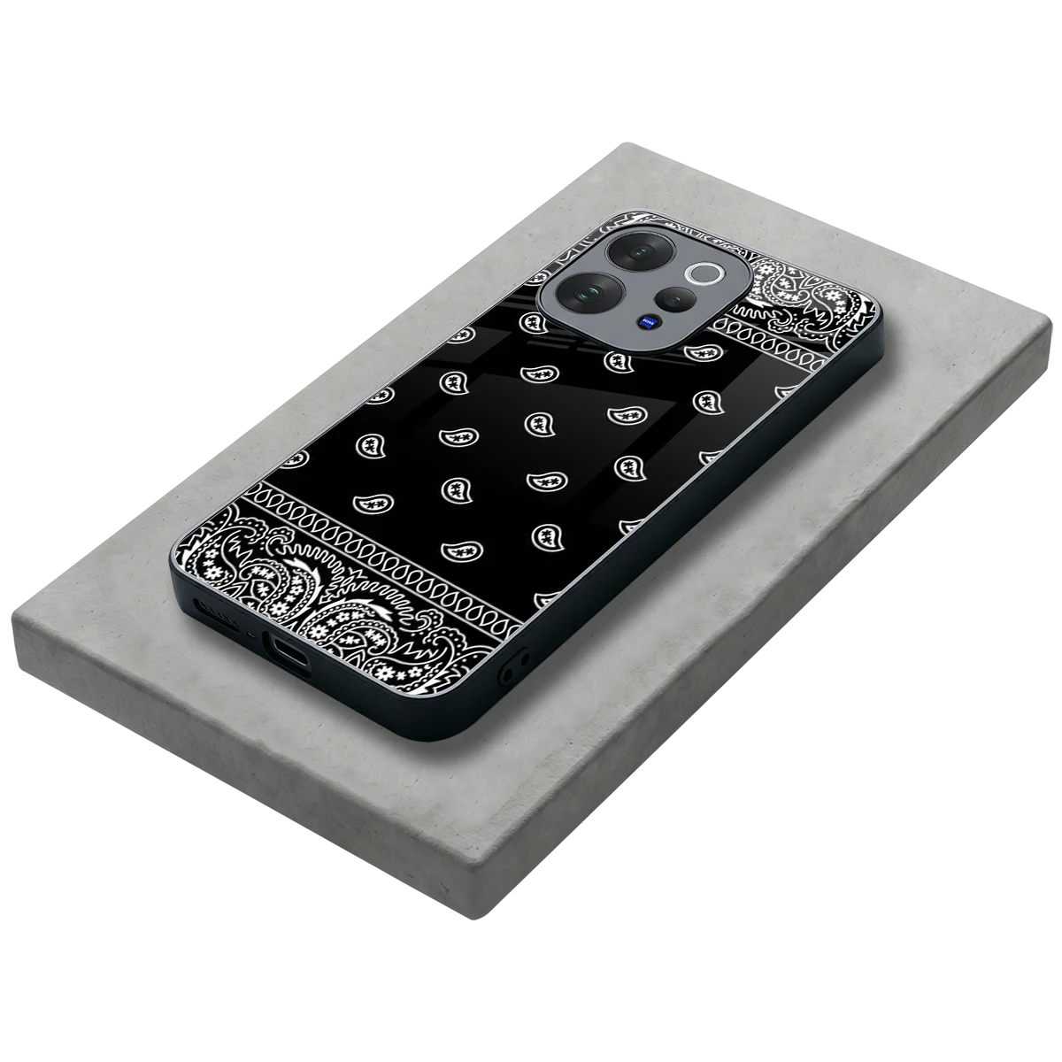 Paisley Black stylish phone case for vivo v70 | glossy glass and slim fit