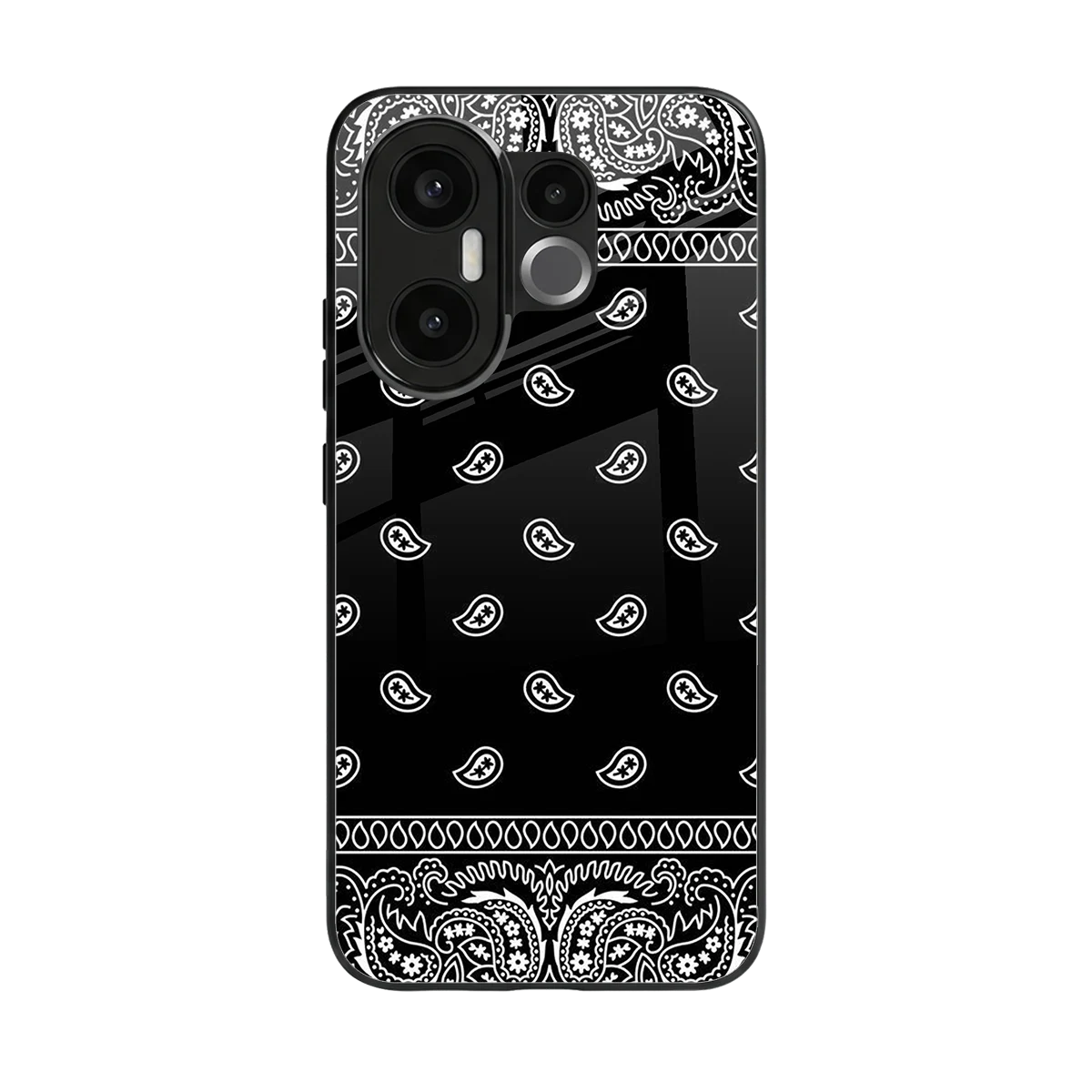 Paisley Black back phone cover | glass case for vivo x200 fe