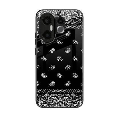 Paisley Black back phone cover | glass case for vivo x200 fe
