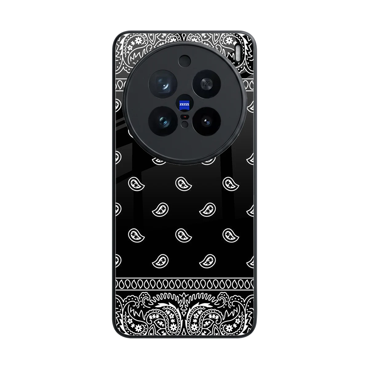 Paisley Black back phone cover | glass case for vivo x200 pro