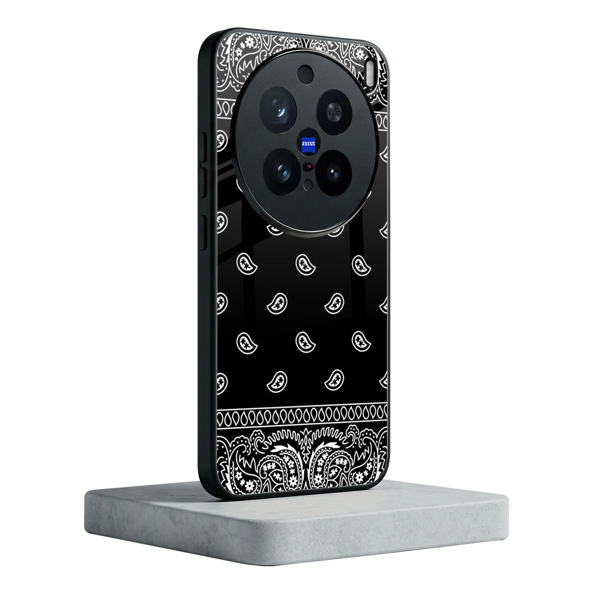 Paisley Black vivo x200 pro mobile cover | shockproof glass phone case