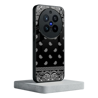 Paisley Black vivo x200 pro mobile cover | shockproof glass phone case