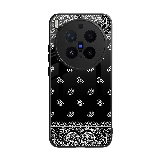 Paisley Black back phone cover | glass case for vivo x300 pro