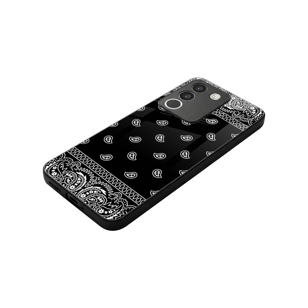Paisley Black stylish phone case for vivo y200 5g | glossy glass and slim fit