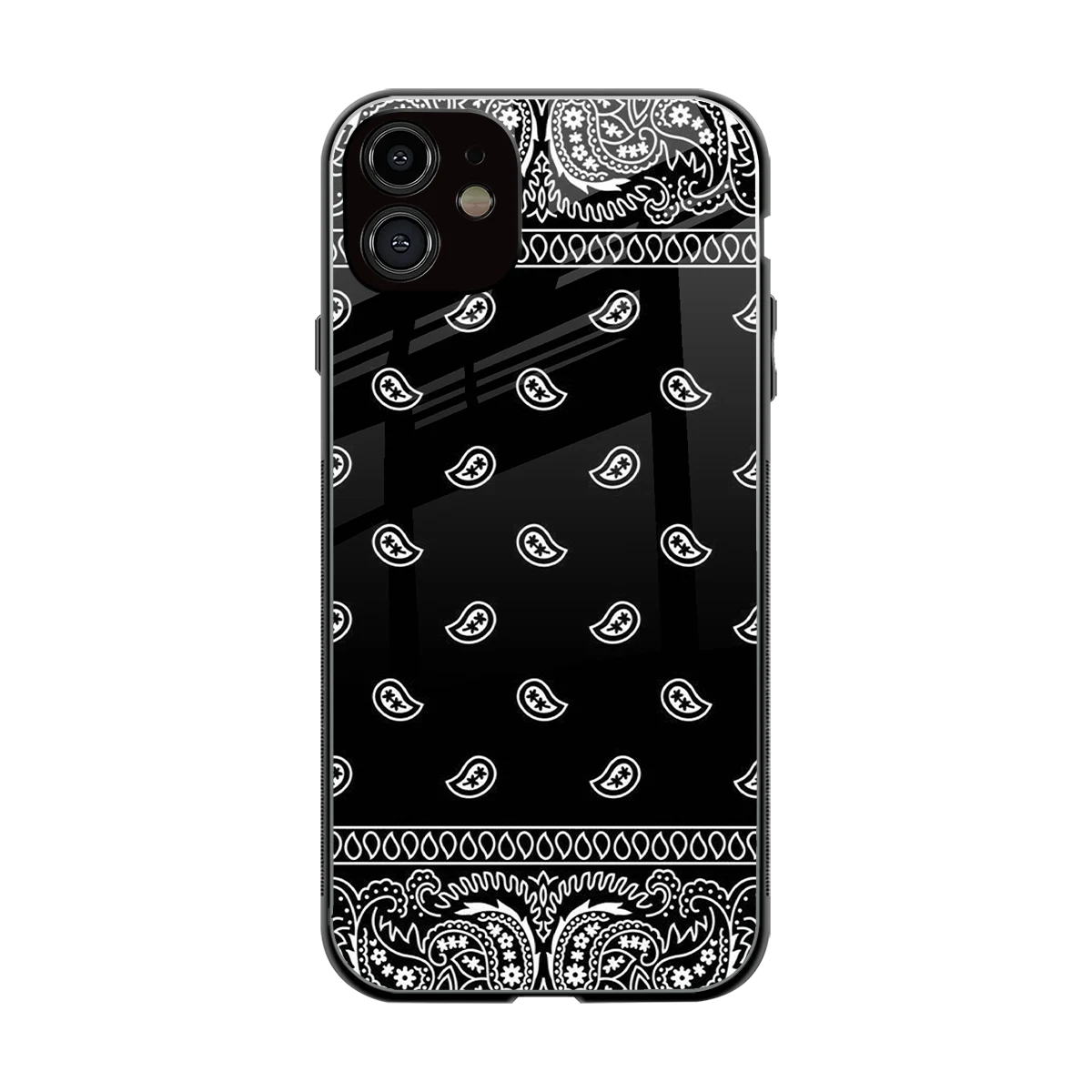 Paisley Black back phone cover | glass case for iphone 12