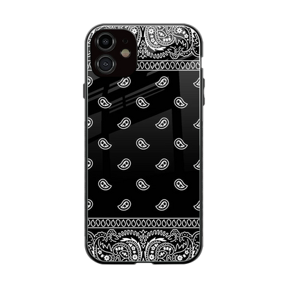 Paisley Black back phone cover | glass case for iphone 12