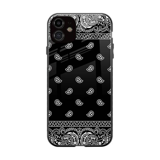 Paisley Black back phone cover | glass case for iphone 11