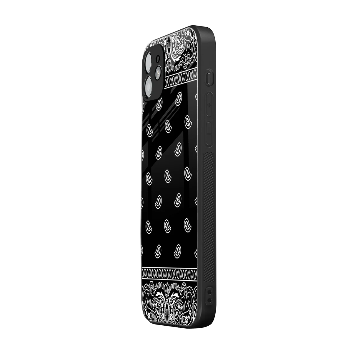 Paisley Black iphone 12 mobile cover | shockproof glass phone case