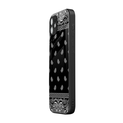 Paisley Black iphone 12 mobile cover | shockproof glass phone case