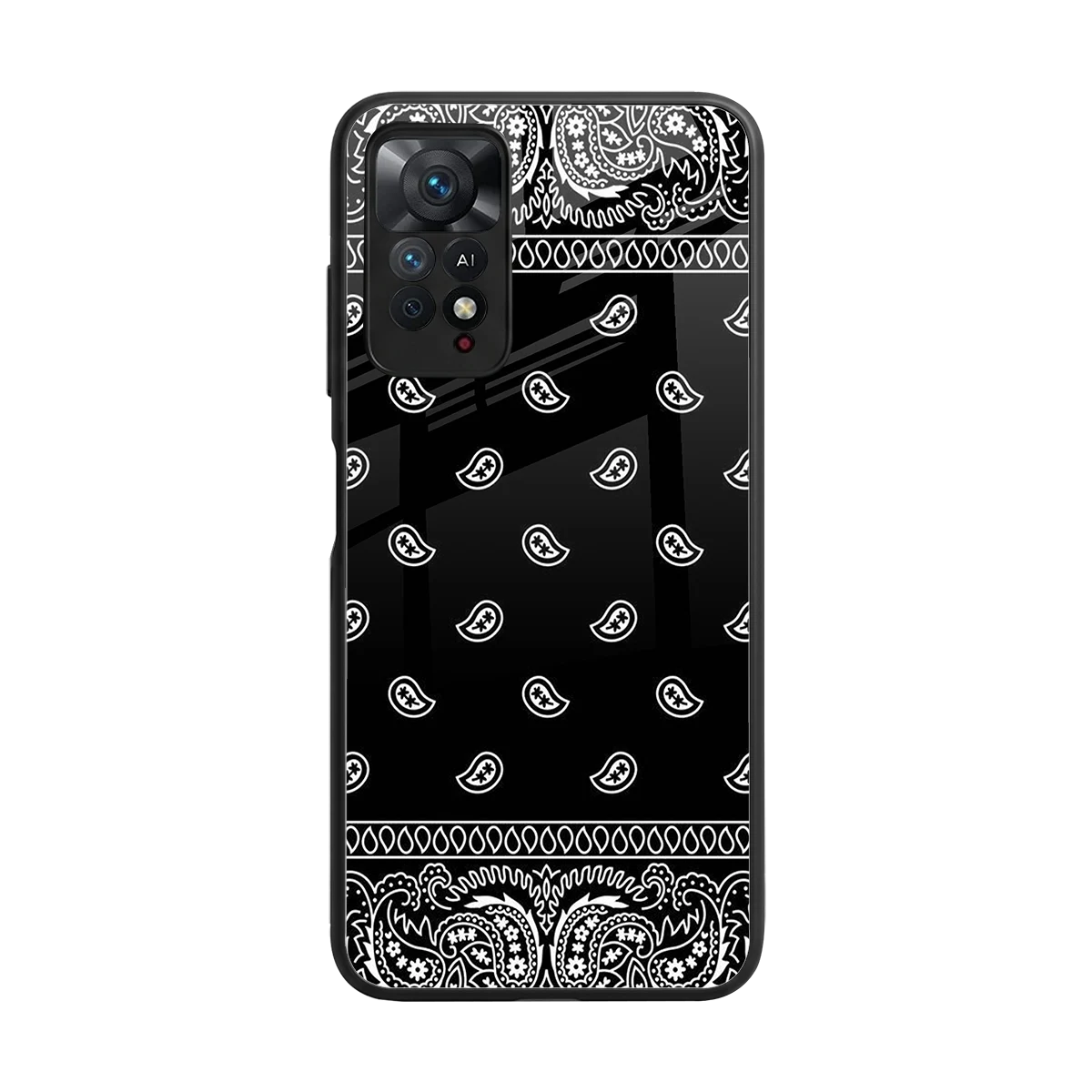 Paisley Black back phone cover | glass case for redmi note 11 pro
