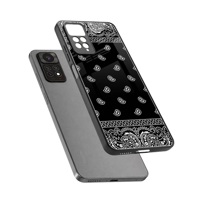 Paisley Black sleek redmi note 11 pro cover with tempered glass back and TPU edges