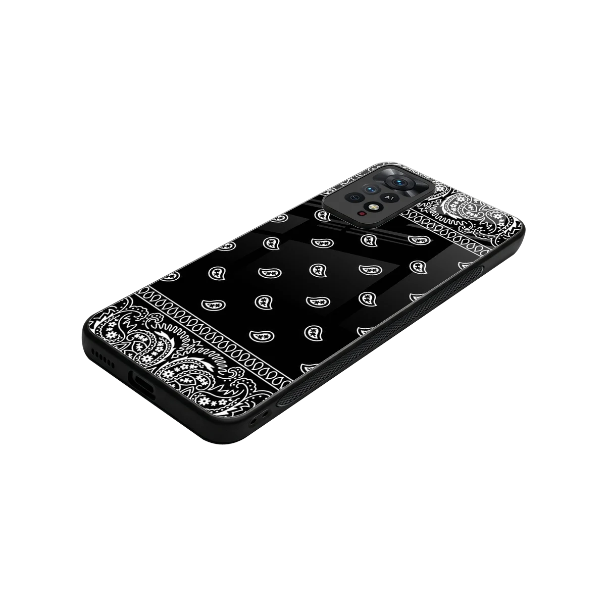 Paisley Black stylish phone case for redmi note 11 pro | glossy glass and slim fit