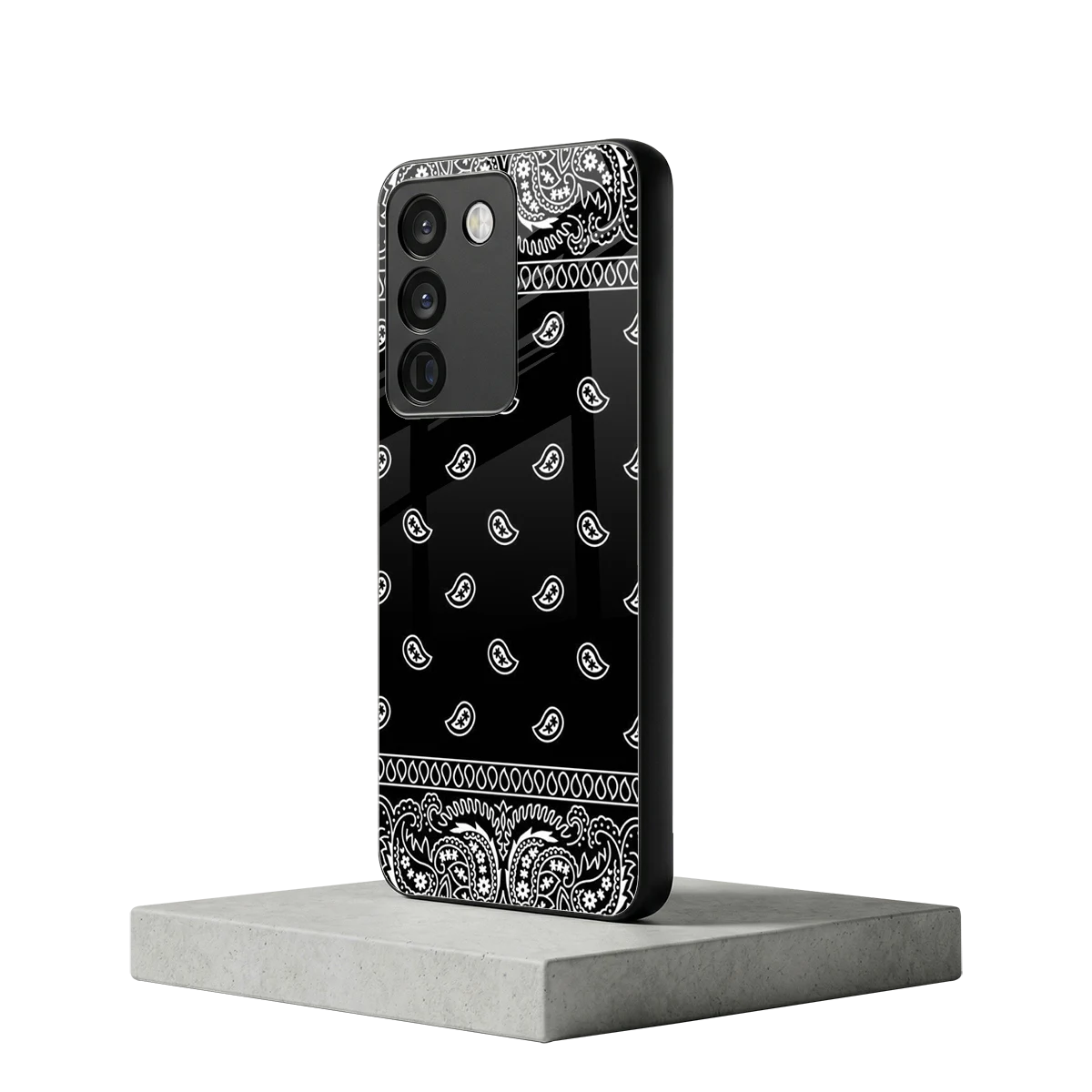 Paisley Black vivo y200 5g mobile cover | shockproof glass phone case