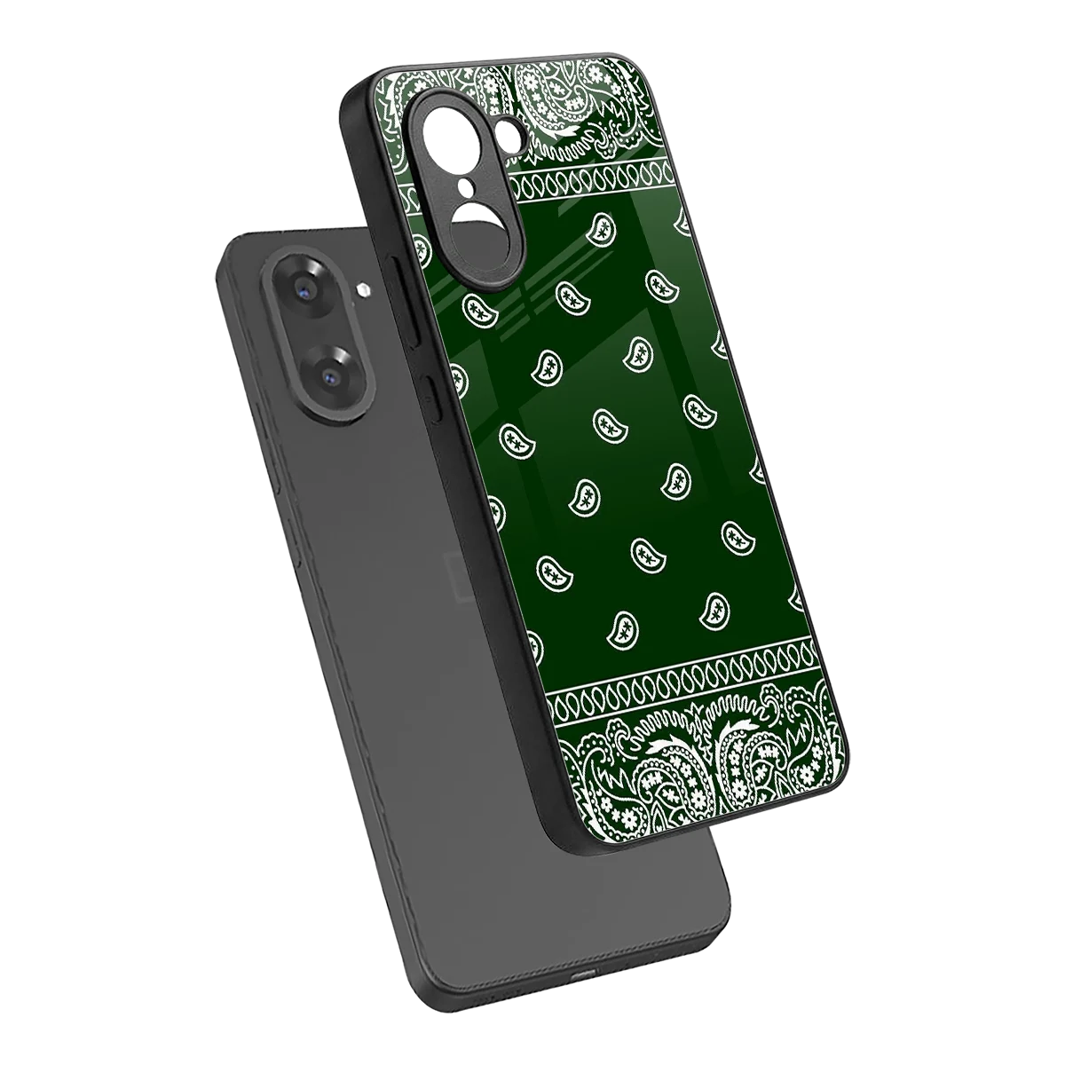 Paisley Green sleek oneplus nord ce5 5g cover with tempered glass back and TPU edges